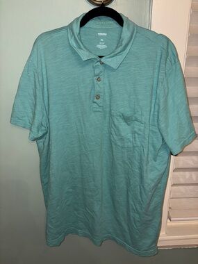 SONOMA Men's Aqua Short-Sleeve Polo with Chest Pocket